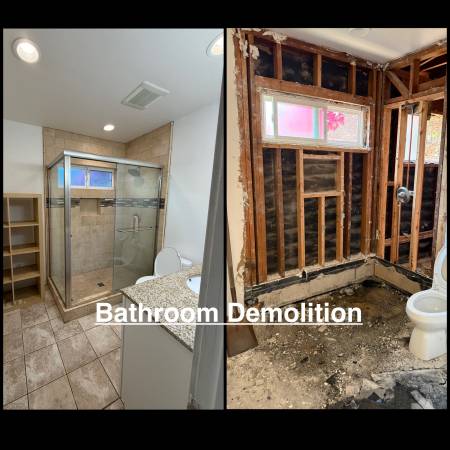 Bathroom Demolition — before and after in San Diego County